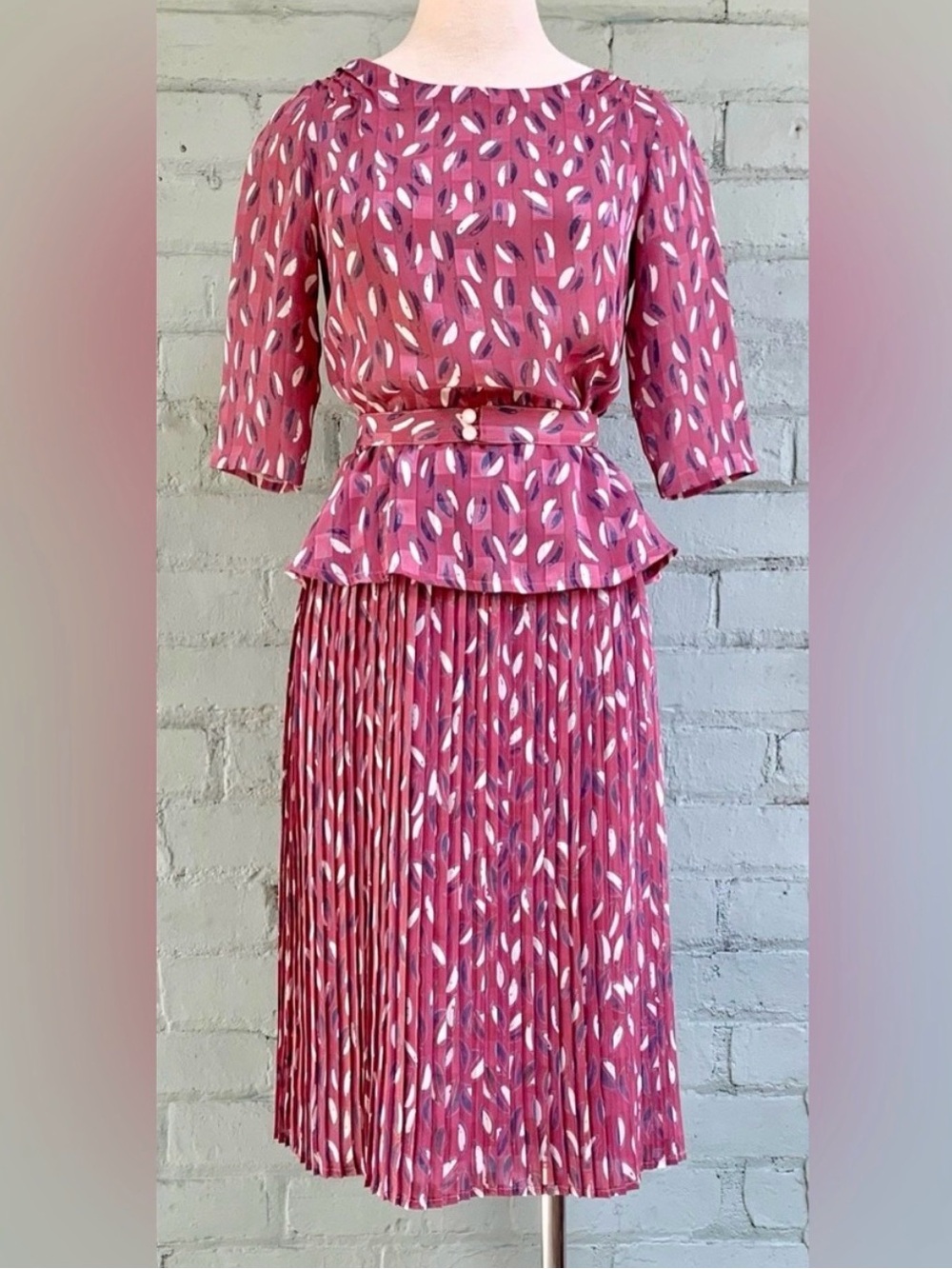 Vintage Peplum Dress with Matching Belt